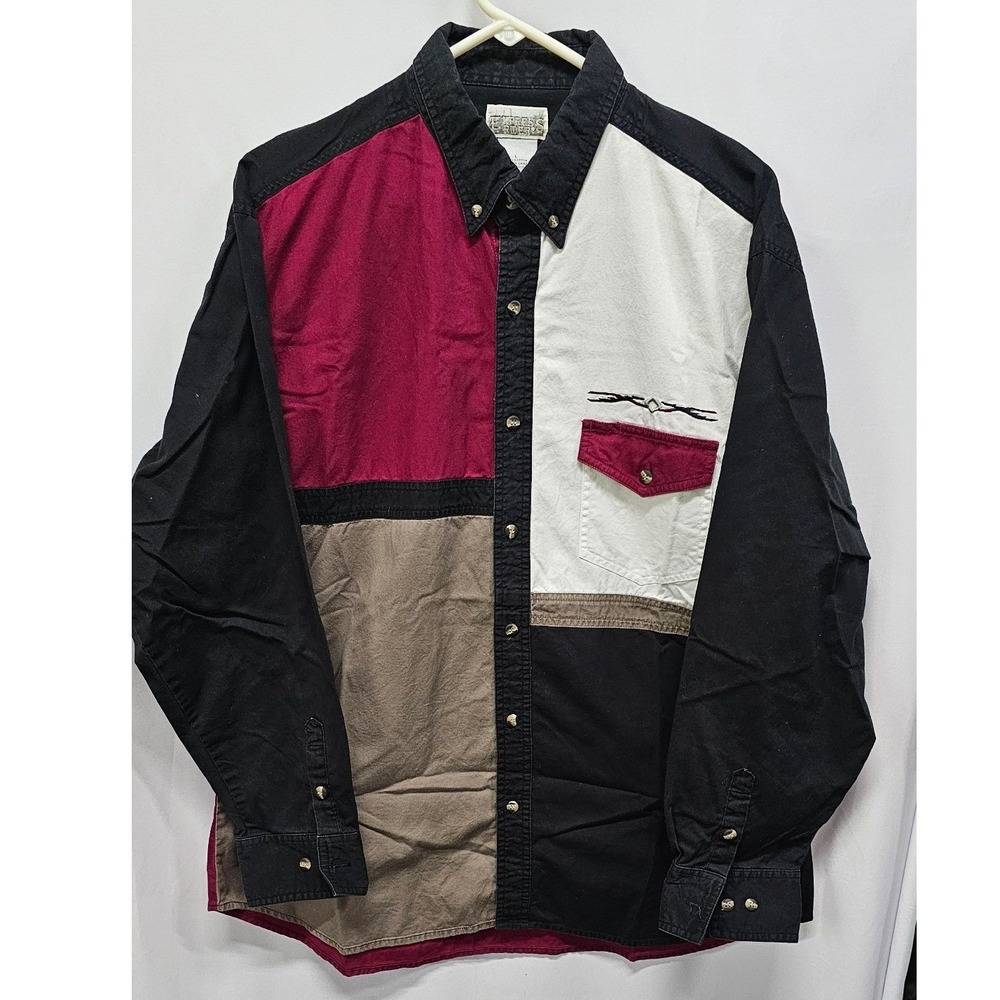 Express Rider Vintage Colorblock Button Down Shirt Mens Large Cotton‎ Western